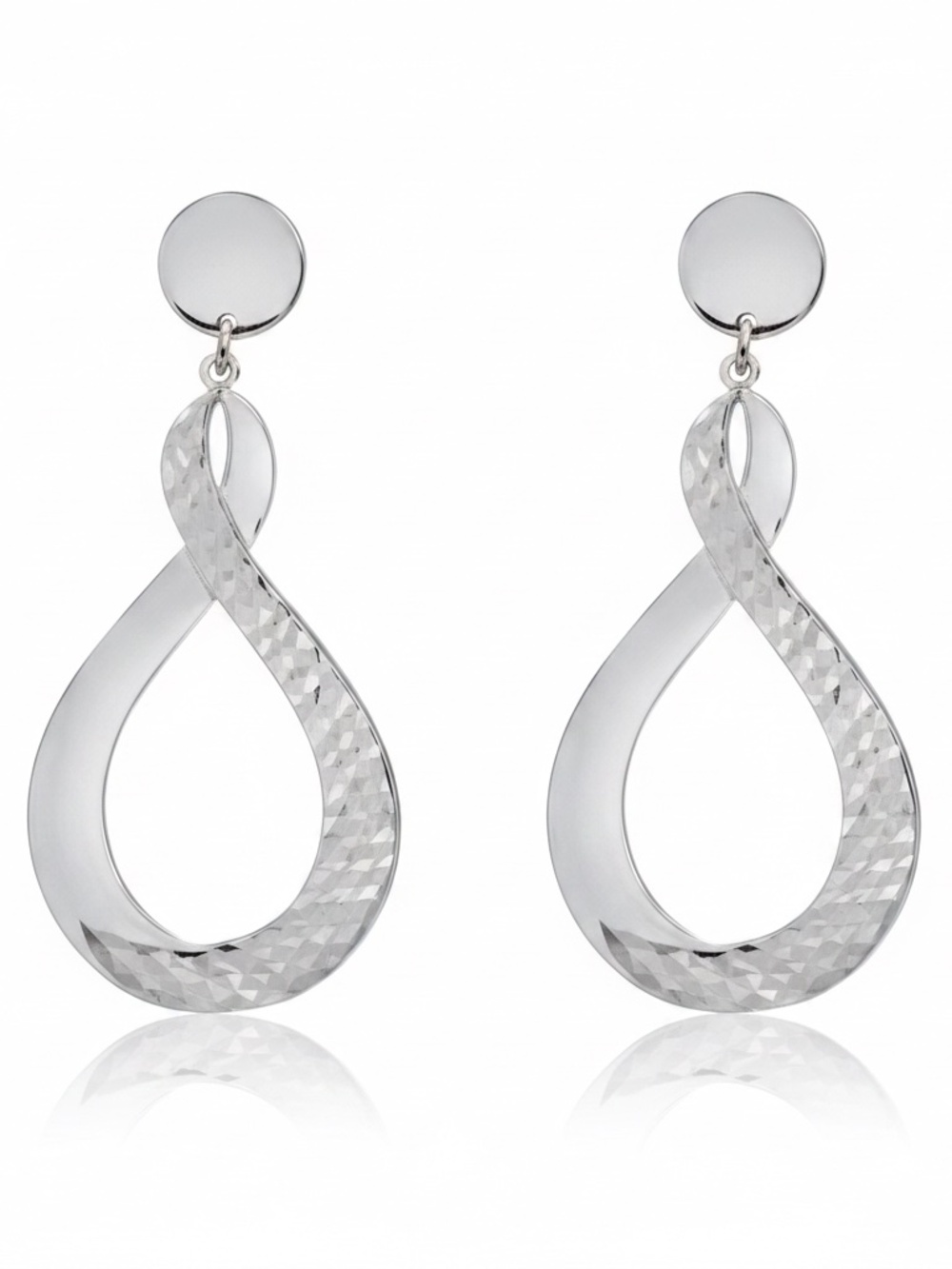 Womens‎ Silver Twist Oval Earring